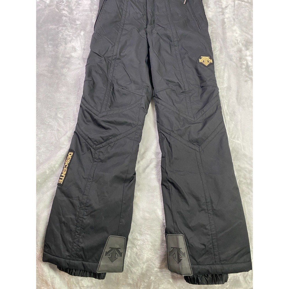 Vintage 80s Descente Ski Bib Men 34 Black Insulated Overalls Gold Alpine Retro - Picture 10 of 16